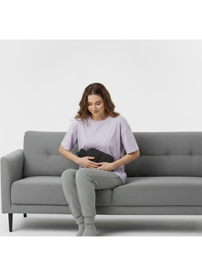  جرانزيا قِربة مياه ساخنة غير كهربائية بغطاء قطيفة ناعم لتدفئة الجسم وتوفير راحة يومية للعضلات - Image 3